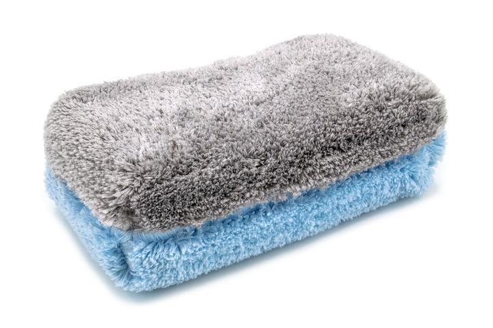Autofiber [Block Party] Microfiber Wash Sponge (4.5&quot; x 8&quot; x 2.5&quot;) Blue/Gray - 1 pack