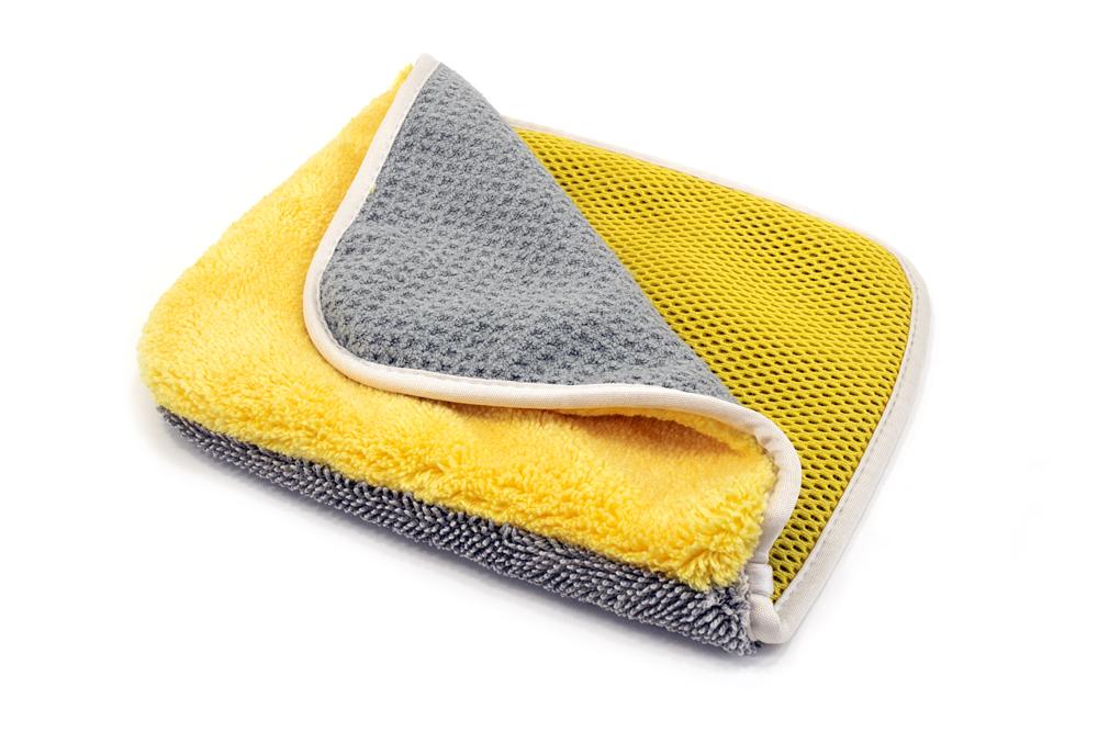 Autofiber [Multi Flip] Four Weave Microfiber Towels - Mesh | Twist | Plush | Waffle (8 in. x 8 in., 500/400/360/300 gsm) 3 pack Passion Detailing