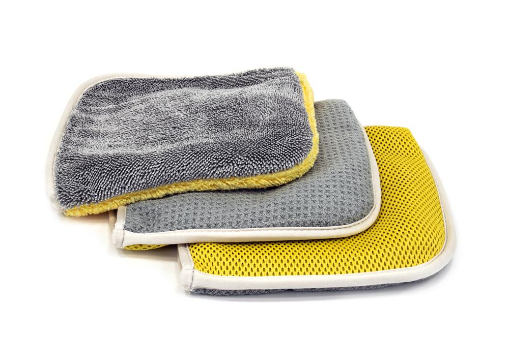 Autofiber [Multi Flip] Four Weave Microfiber Towels - Mesh | Twist | Plush | Waffle (8 in. x 8 in., 500/400/360/300 gsm) 3 pack Passion Detailing