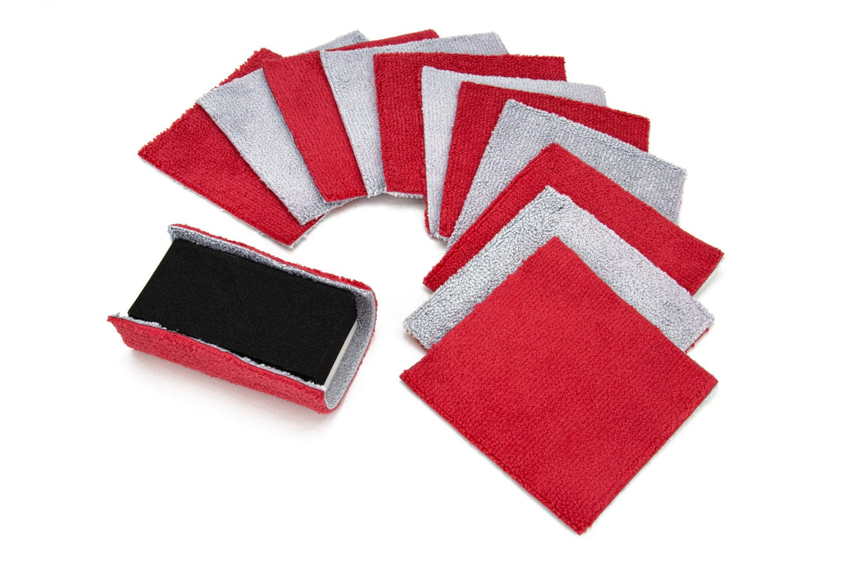 Autofiber [Saver Block & Refill] Coating Applicator Foam Block with Side Velcro and Refill Saver Sheets with Barrier Layer (3.5 in. x 2 in. x 1 in.) - 12 pack