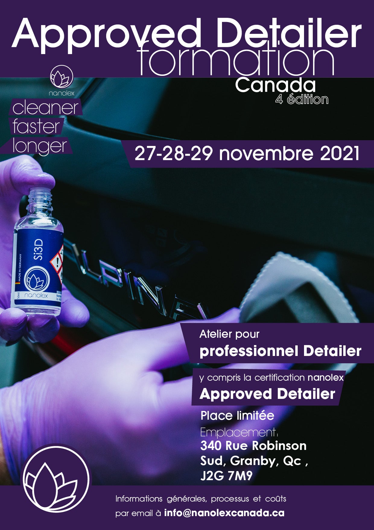 _Formation Nanolex Detailing / Accréditation 27-28-29 Novembre 2021 (Granby)