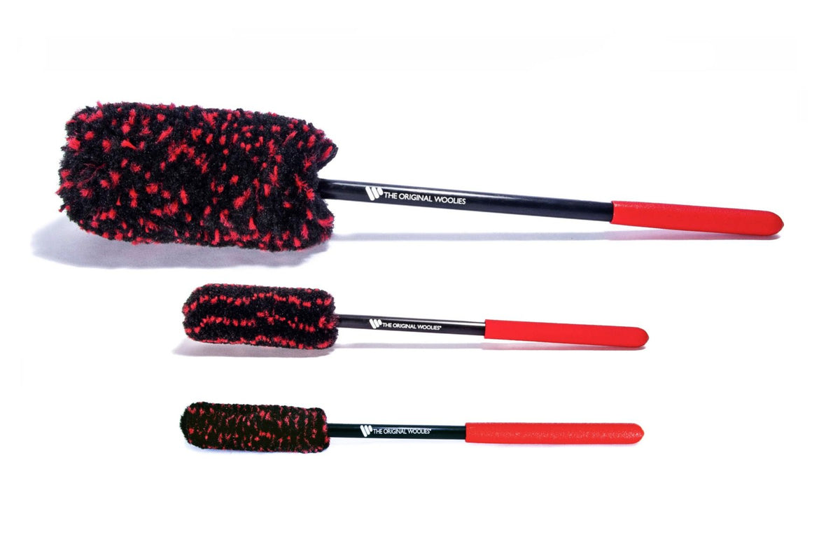 Wheel Woolies 3-Brush Kit w/ Red Grip Handle (WWRK3DG2) w/ Extended Small Brush
